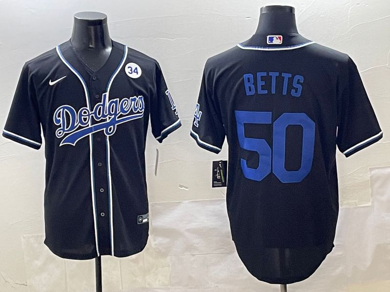 Men 2025 Los Angeles Dodgers #50 Betts Black Three generations Fashion Nike MLB Jersey style 11